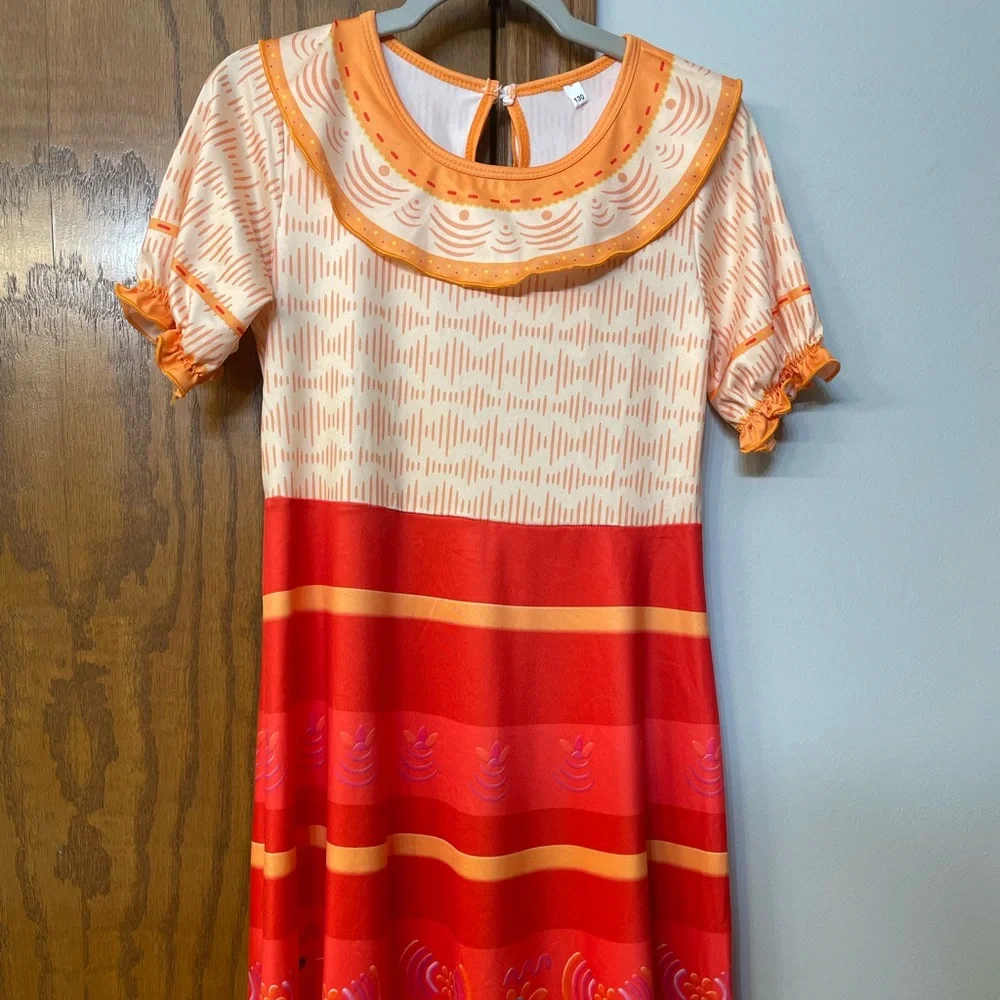 MOANA NWT Girls Costume Size 8 with matching purse Disney orange red dress up